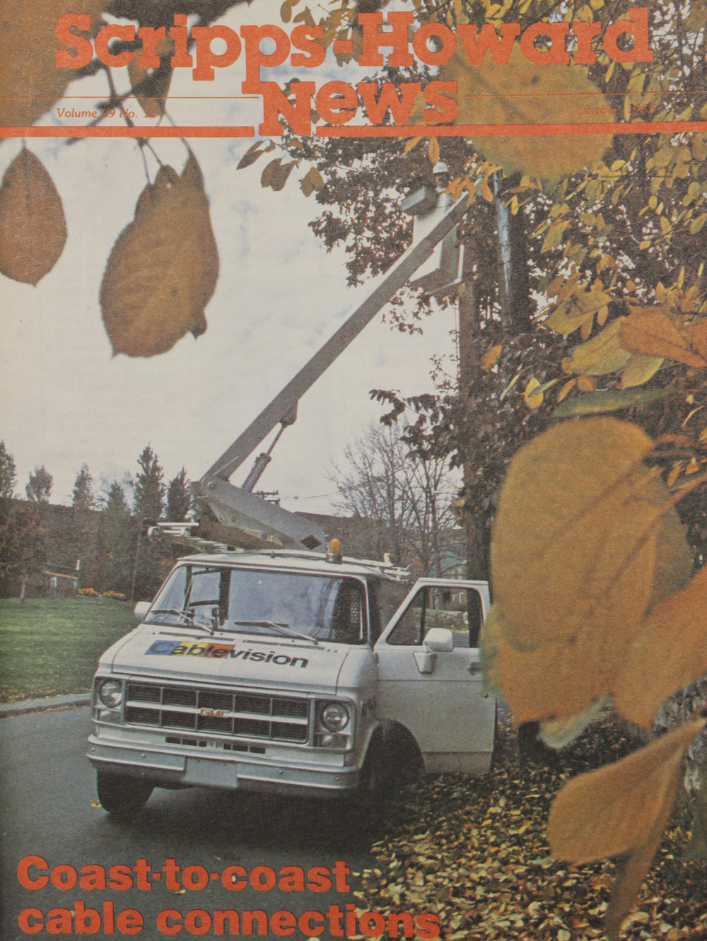 The cover of an internal employee magazine with a cable van and a title about the Scripps' cable expansion