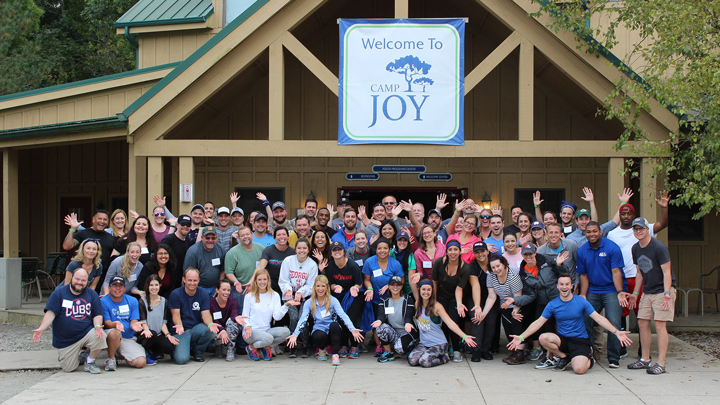 group posing at camp joy