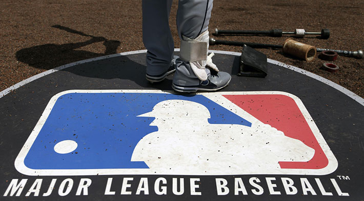 This is the logo of Major League of Baseball on the diamond.