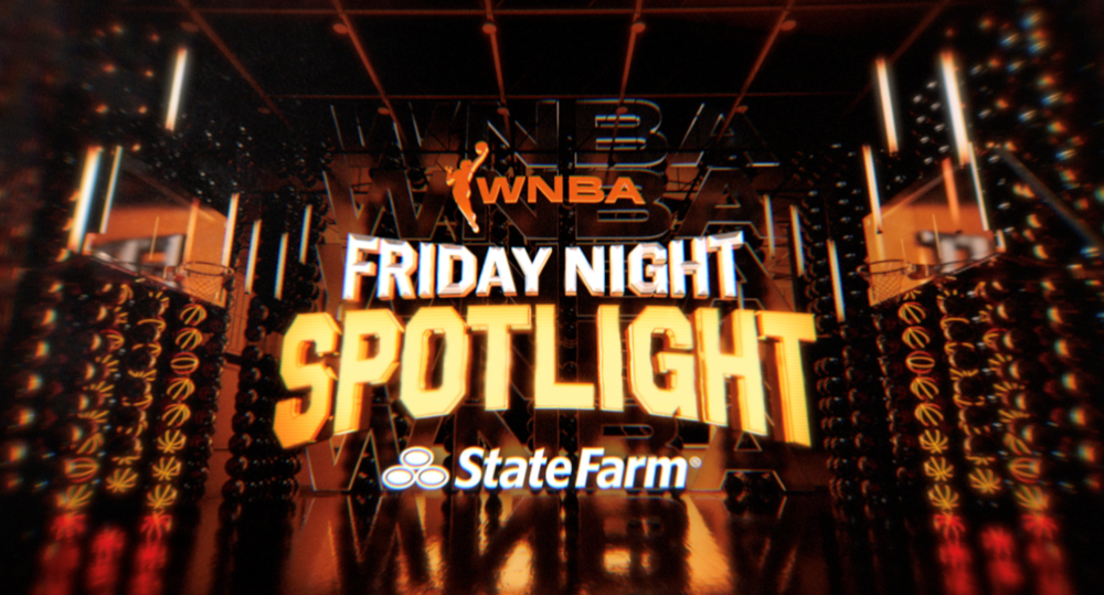 Image with the title for the the WNBA Friday Night Spotlight on Ion against orange lights.